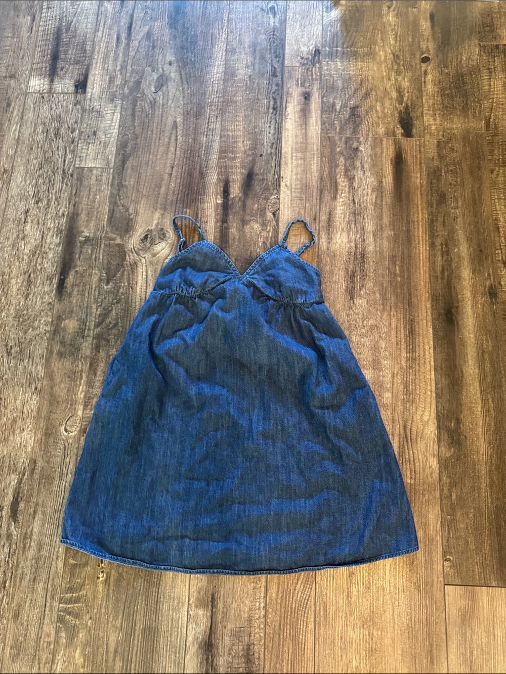 Denim Spaghetti Strap Mini Dress - Blue